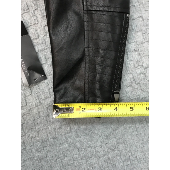 Signature Studio Jacket Womens Med Black Moto Madness Faux Leather Biker Zip NEW - Picture 5 of 16